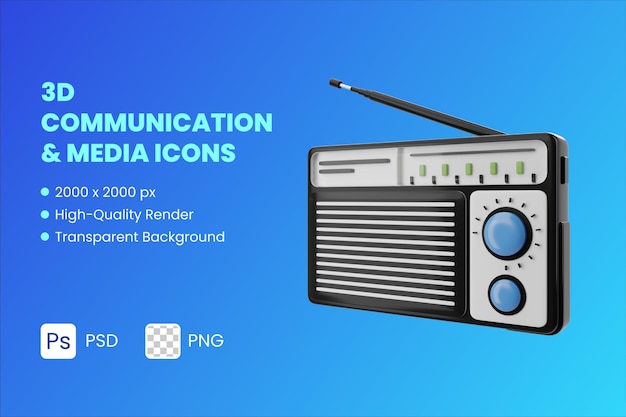 PSD 3d icon illustration radio