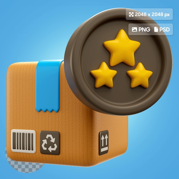 3D 아이콘 일러스트레이션으로 배달을 평가합니다.
