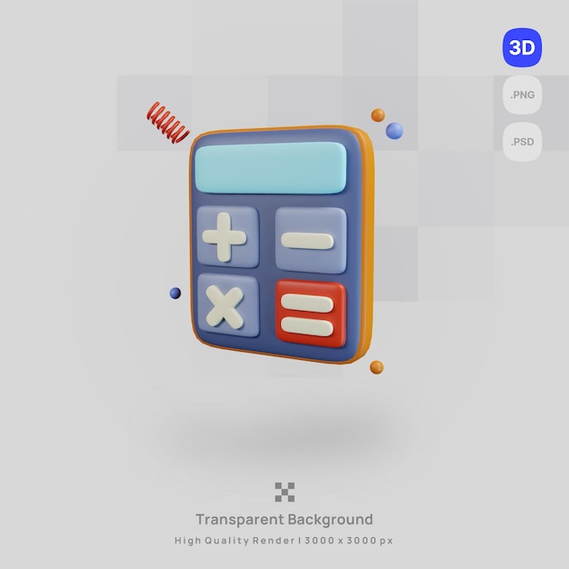 3D icon illustration render a calculator with transparent background