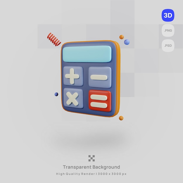 3d icon illustration render a calculator with transparent background