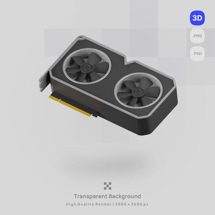 PSD 3d 아이콘 그림 vga 투명 배경으로 컴퓨터 부품 렌더링