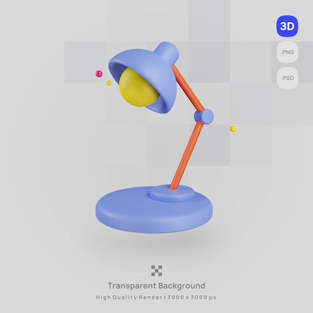 PSD 3d icon illustration render a lamp with transparent background