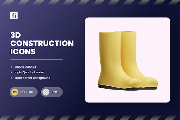 PSD 3d icon illustration safety boots