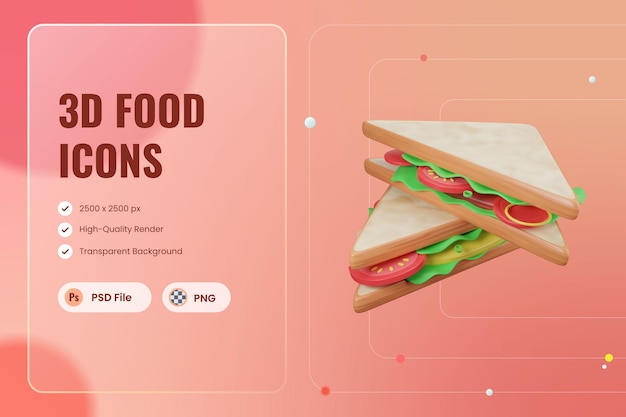 PSD 3d icon illustration sandwich