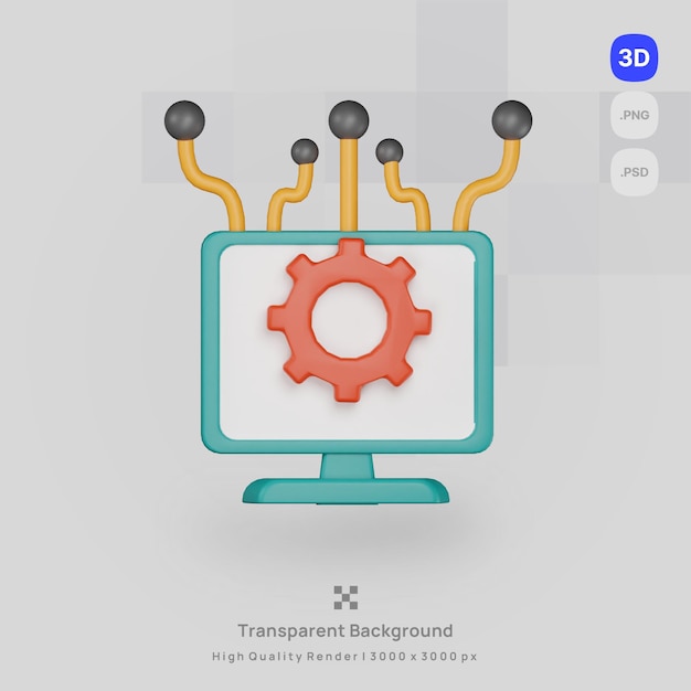 PSD 3d icon illustration search engine optimization render api interface with transparent background