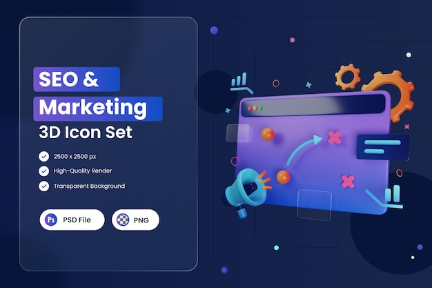 PSD 3 d アイコン イラスト seo マーケティング戦略