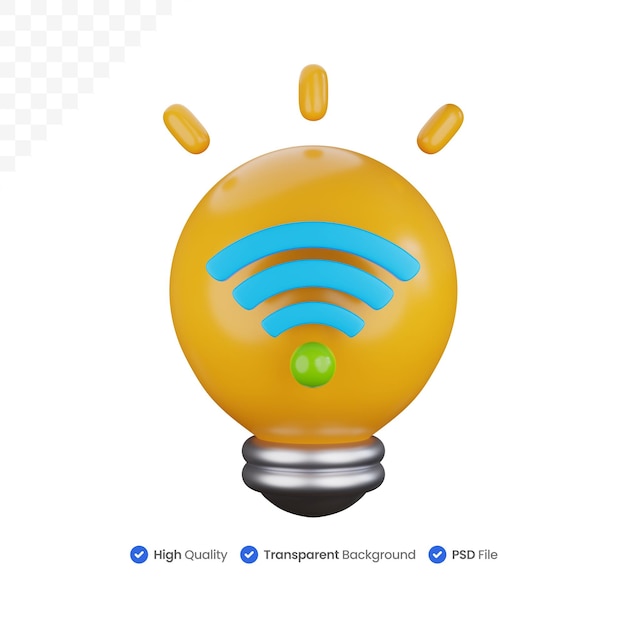 Illustrazione dell'icona 3d lampada intelligente