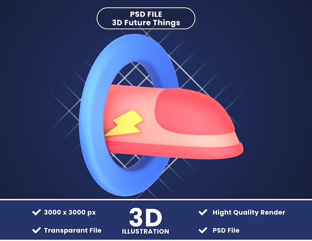 PSD illustrazione dell'icona 3d treno super veloce