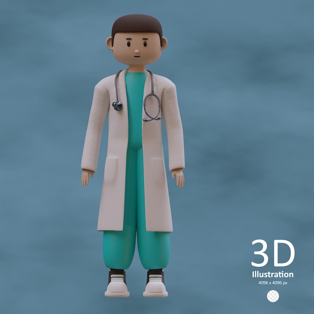 3d icon illustration surgeon doctor