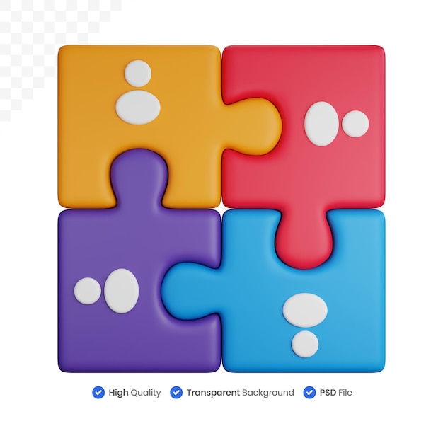 3d icon illustration team group puzzle