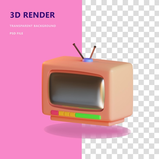 3d icon illustration television with transparent background