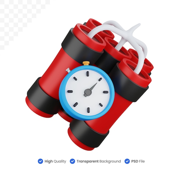 PSD 3d icon illustration time bomb