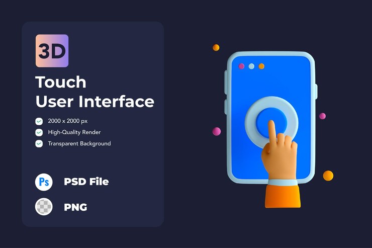 PSD 3d icon illustration touch user interface