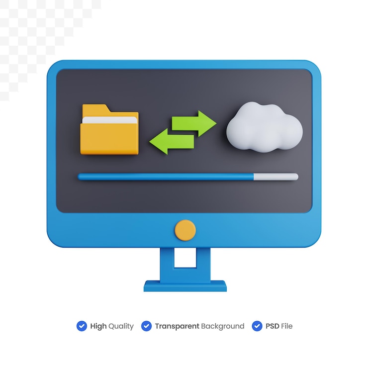 PSD 3d icon illustration transfer folders to cloud