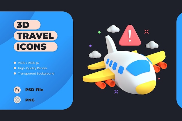 3D Icon Illustration Travel Holiday Trip Vacation Airplane