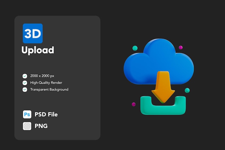 PSD 3dアイコンイラストのアップロード