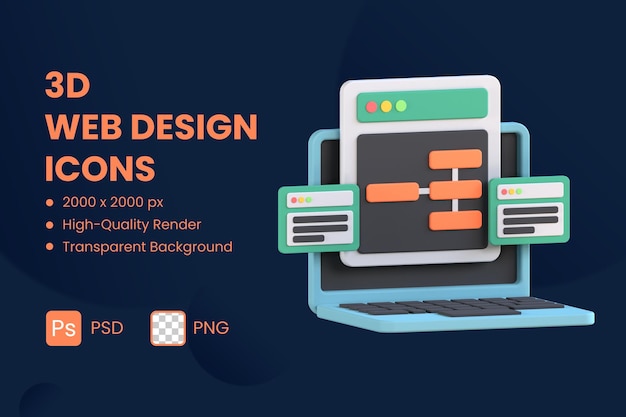 PSD 3d icon illustration ux design