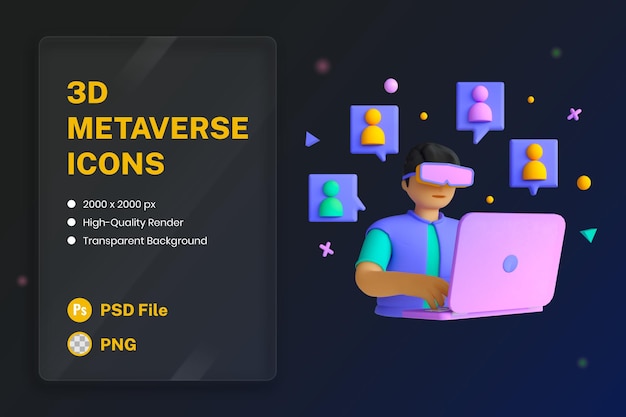 3D Иконка Иллюстрация Виртуальной Реальности VR Очки Онлайн Встреча Конференция