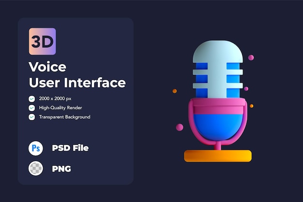 PSD illustrazione dell'icona 3d microfono audio vocale