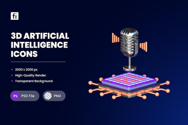 PSD 3d icon illustration voice generator