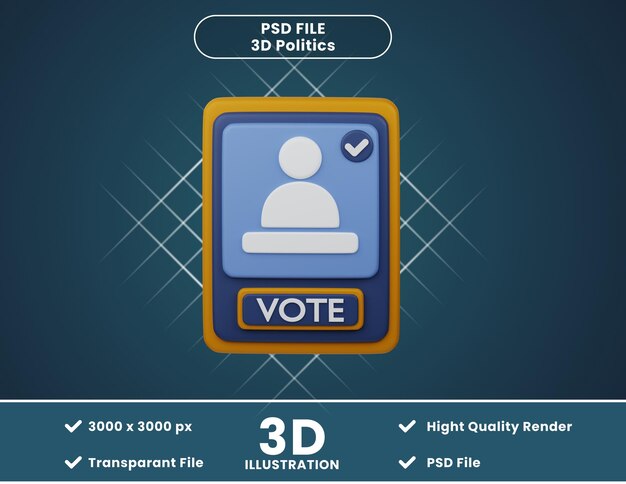 PSD illustrazione dell'icona 3d voto