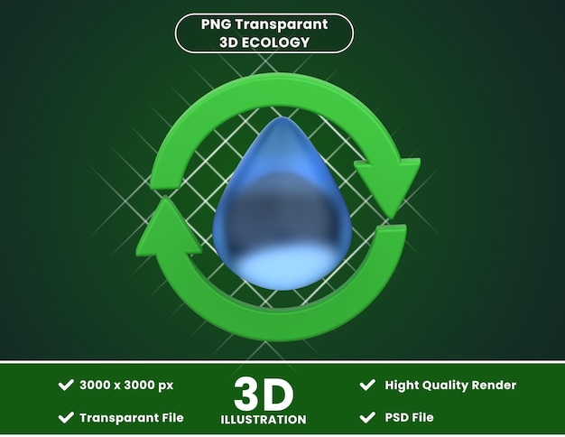 PSD 3d icon illustration water purification