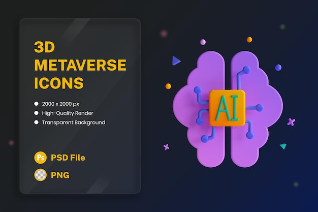 PSD 3d icon illustrations artificial intelligence technology