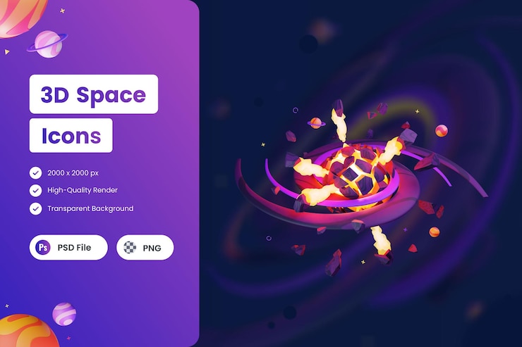 PSD 3d icon illustrations big bang