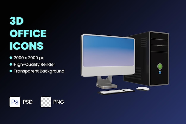 3D Icon Illustrations Computer Desktop Pc