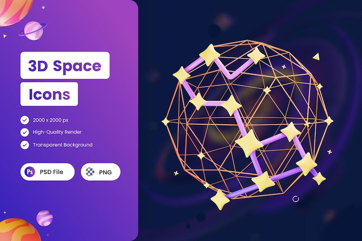 PSD 3d icon illustrations constellation