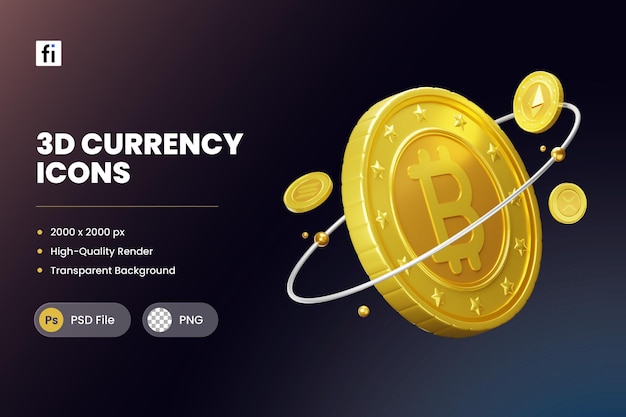 PSD 3d icon illustrations cryptocurrency