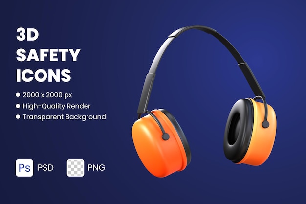 PSD 3d icon illustrations ear muffs