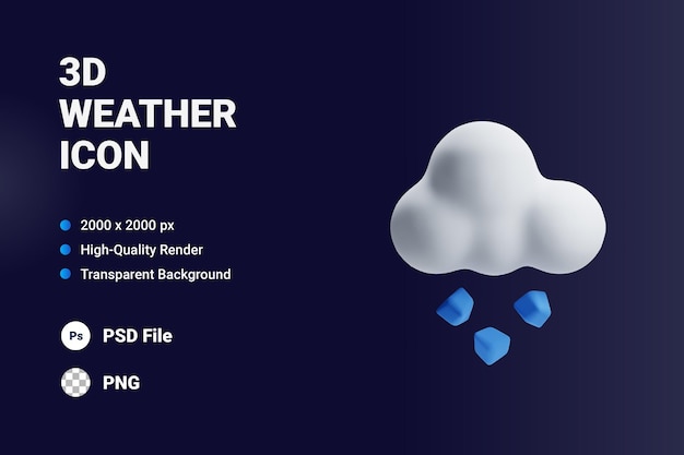 PSD 3d icon illustrations hail storm cloud