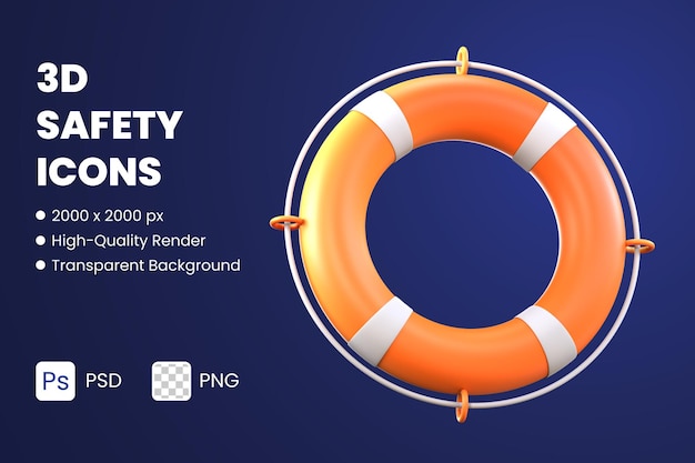 PSD 3d icon illustrations life buoy