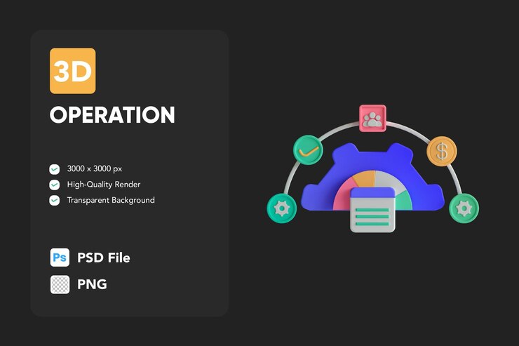 PSD 3d icon illustrations operation optimization gear cogwheel