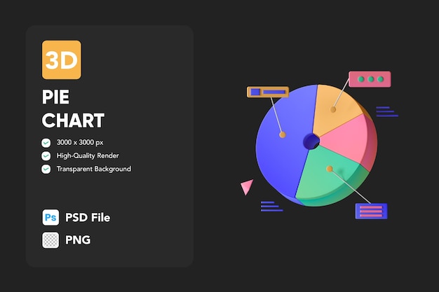 PSD 3d icon illustrations pie chart