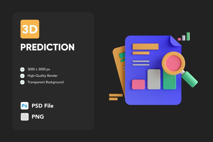 PSD 3d icon illustrations prediction analytics data analysis