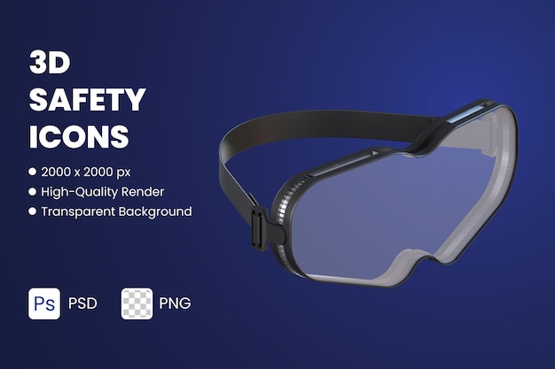 PSD 3d icon illustrations safety goggles