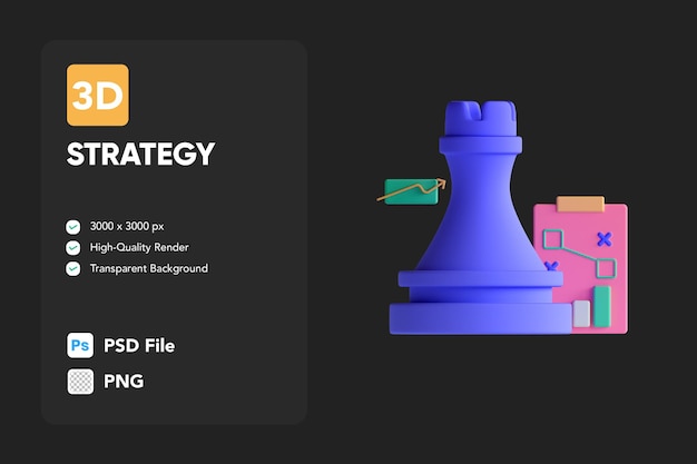 PSD 3d 아이콘 일러스트 전략 체스 조각