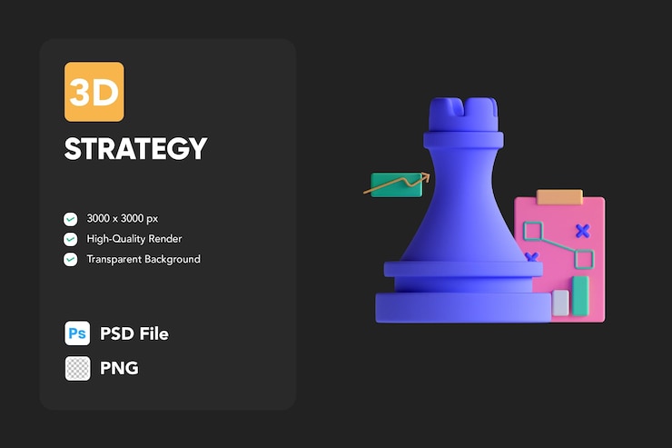 PSD 3d иконка стратегия шахматная фигура