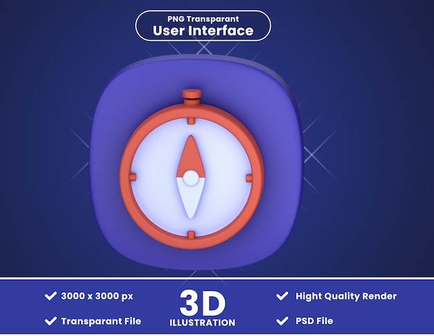 PSD icona 3d iluustration compas