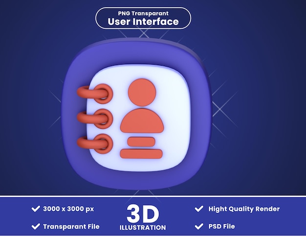 PSD 3d icon iluustration telefoonboek