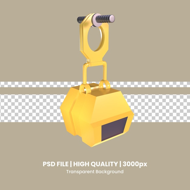 3d icon industrial crane hook rendered isolated on the transparent background