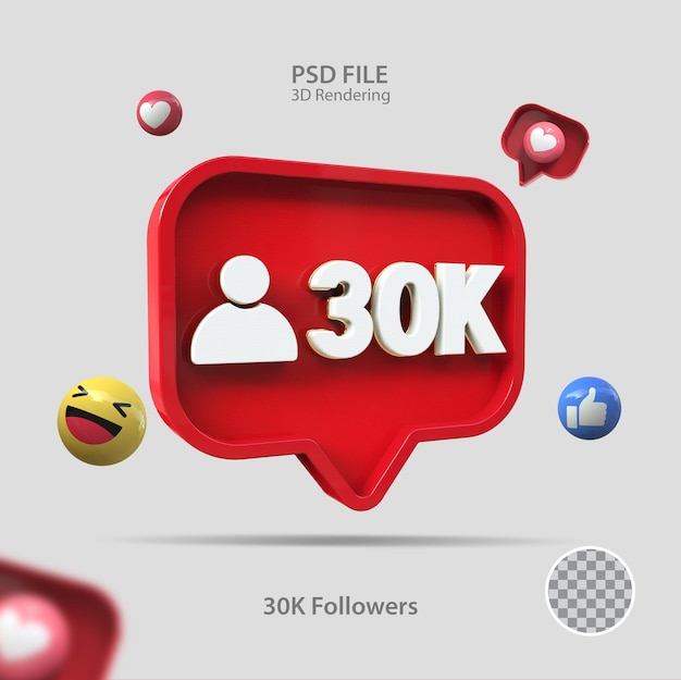 3d icon instagram 30k followers render