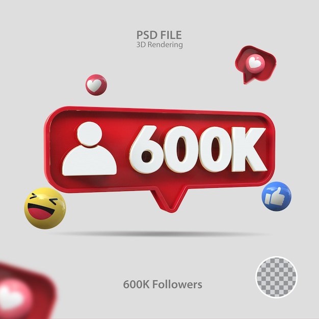 PSD icona 3d instagram 600k follower render