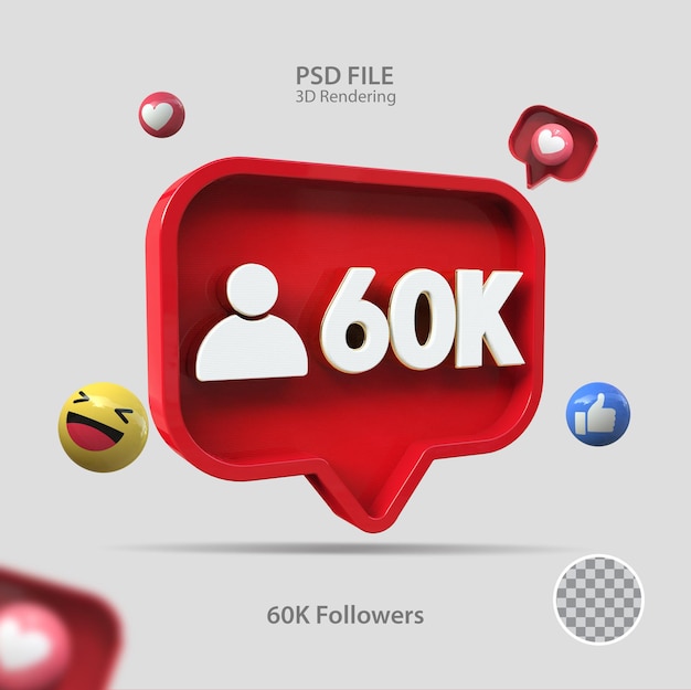 3d icon instagram 60k followers render