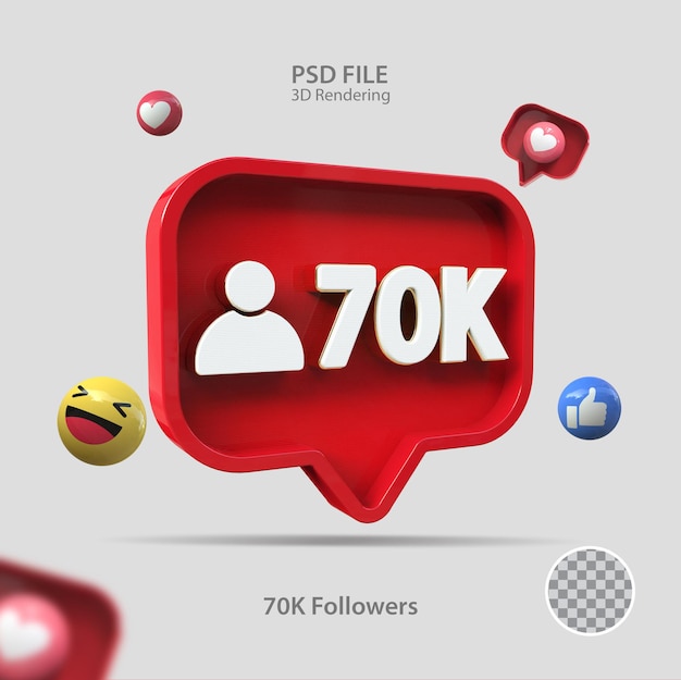 3d icon instagram 70k followers render