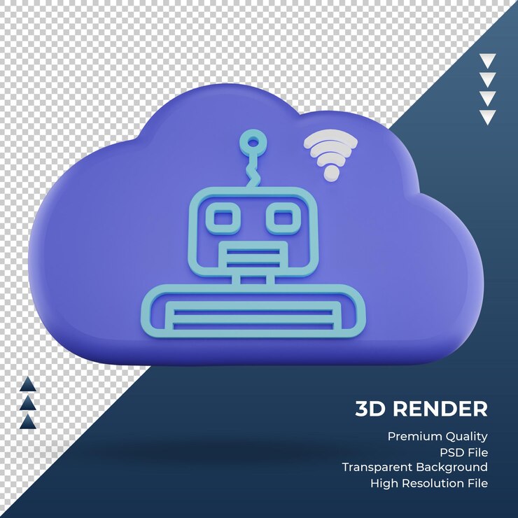 PSD 3d icon internet cloud bot sign rendering front view