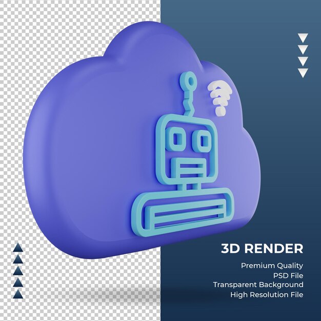 3d 아이콘 인터넷 구름 봇 기호 렌더링 왼쪽 보기