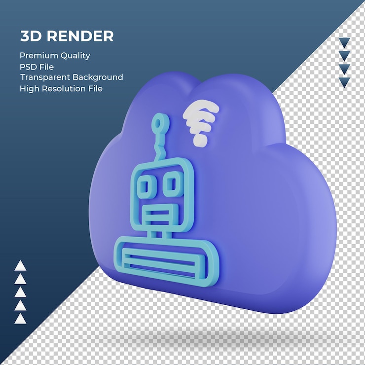 PSD 3d icon internet cloud bot sign rendering right view